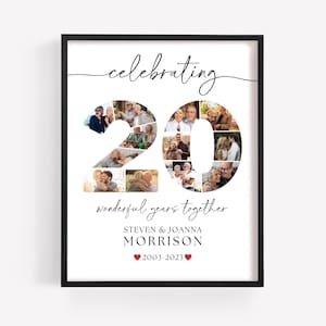 20th Wedding Anniversary Photo Collage TEMPLATE, Customizable Photo Board, Photo Montage Display Poster, Welcome Sign, Digital Download DIY