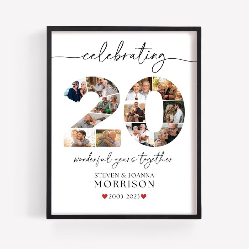 20th Wedding Anniversary Photo Collage TEMPLATE, Customizable Photo ...