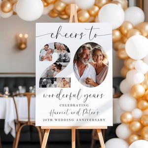 20th Anniversary Party Welcome Sign TEMPLATE, Cheers to 20 Years, Photo Collage Board, Anniversary Dinner Party Poster, Party Decor Ideas