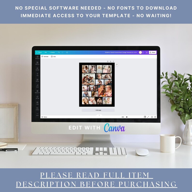 Computer Photo Collage Template Photo Collage TEMPLATE, Photo Display Poster, Memory Board, Editable ...