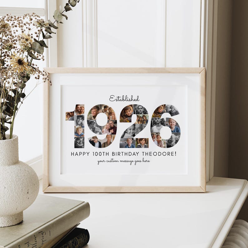 1926 Birth Year Photo Collage TEMPLATE, 100 Birthday Gift, Birthday ...