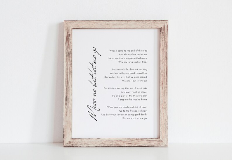 Miss Me but Let Me Go Poem Printable Funeral Poem Ready to Etsy Australia