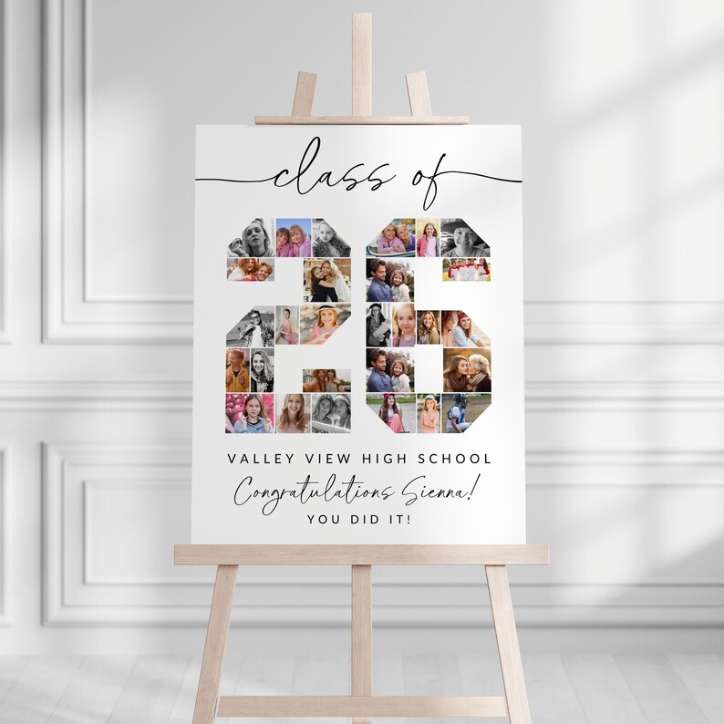 Graduation Photo Collage TEMPLATE Class of 2026, Personalized Gift for Graduate, Graduation Party Poster, Canva Template afbeelding 7