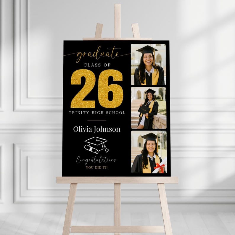 Graduation Gift With Photo, Modern Graduation Party Welcome Sign: Canva ...