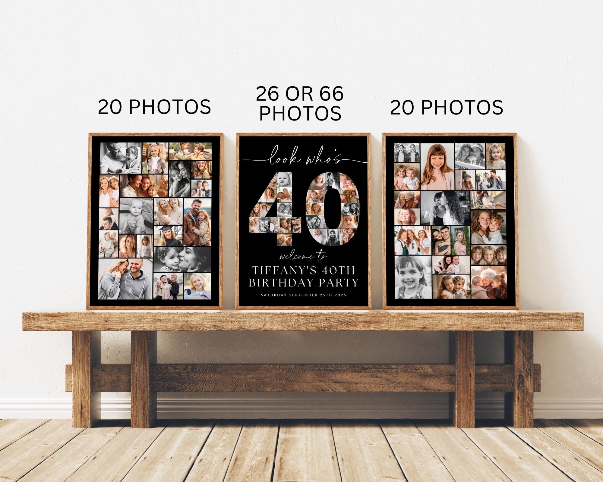 40th Birthday Photo Collage Poster Bundle TEMPLATE, Look Who's 40 ...