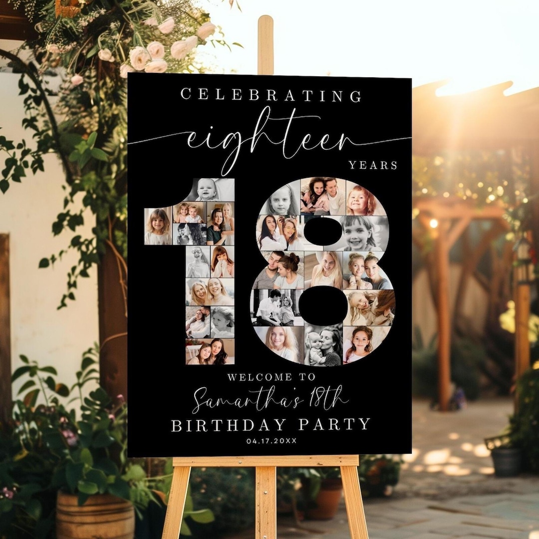 18th Birthday Photo Collage TEMPLATE, Celebrating 18 Years, Party
