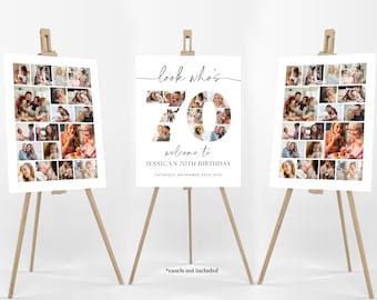 70th Birthday Photo Collage Poster Bundle TEMPLATE, Look who&#39;s 70, Customizable Photo Collage Board, Photo Montage Display