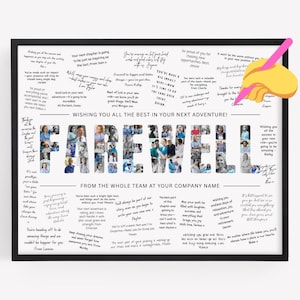 Editable Farewell Photo Collage TEMPLATE, Personalized Goodbye Going Away Gift, DIY Retirement Present, Memory Board Signature Frame Canva