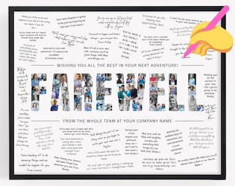 Editable Farewell Photo Collage TEMPLATE, Personalized Goodbye Going Away Gift, DIY Retirement Present, Memory Board Signature Frame Canva