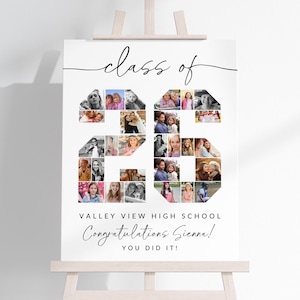 Graduation Photo Collage TEMPLATE Class of 2026, Personalized Gift for Graduate, Graduation Party Poster, Canva Template
