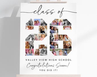Graduation Photo Collage TEMPLATE Class of 2026, Personalized Gift for Graduate, Graduation Party Poster, Canva Template