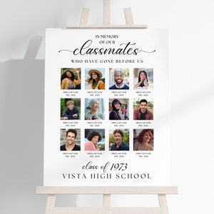 Customizable Class Reunion Memorial Poster Template to Honor Deceased Classmates, School Reunion, Memorial Poster Display, Remembrance Board