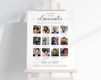 Customizable Class Reunion Memorial Poster Template to Honor Deceased Classmates, School Reunion, Memorial Poster Display, Remembrance Board