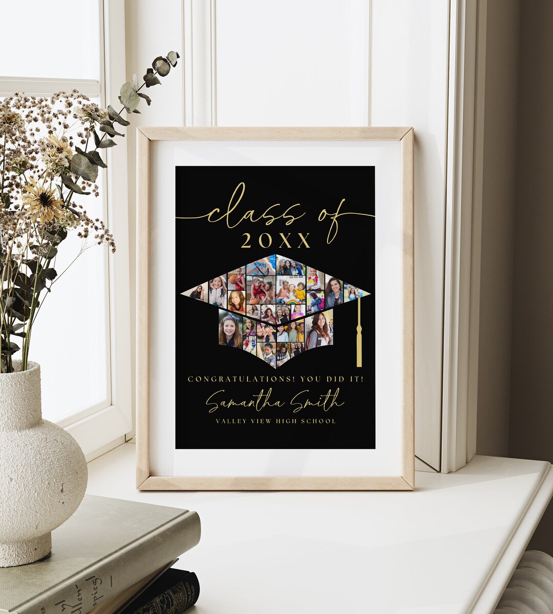 Graduation Photo Collage TEMPLATE, Personalized Gift for Graduate