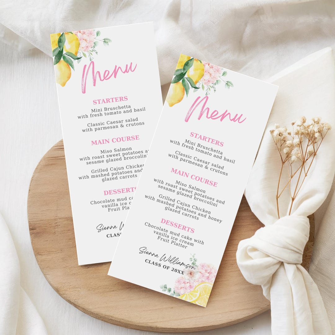 Menu Greeting Graduation Graduation Dinner Menu Card Template, Grad Party Printable Table Decor ...