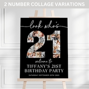 21st Birthday Photo Collage TEMPLATE, Look Who's 21, Customizable Photo Collage Board, Photo Montage Display Poster, Digital Download DIY