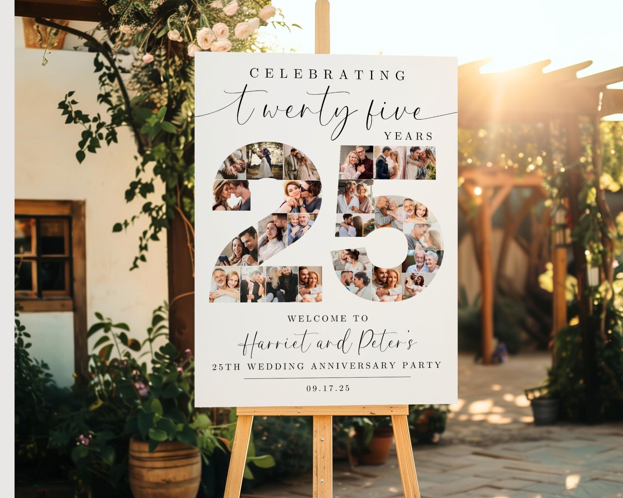 25th Anniversary Party Welcome Sign TEMPLATE, Photo Collage Board ...