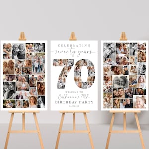 70th Birthday Photo Collage Poster Bundle TEMPLATE Set, Celebrating 70 Years, Party Welcome Sign, Picture Board, Montage Display, C1