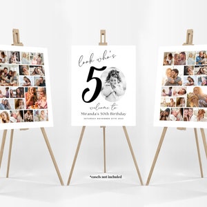 50th Birthday Photo Collage Poster Bundle TEMPLATE, Look who&#39;s 50, Customizable Photo Collage Board, Photo Montage Display Fifty