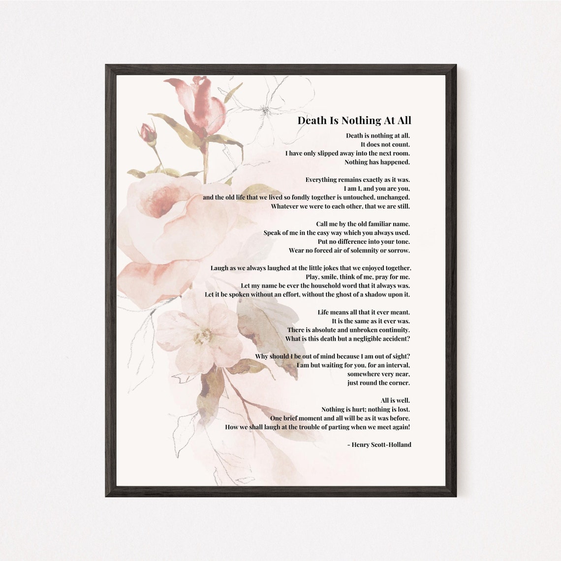 Death is nothing at all poem printable funeral poem ready to etsy