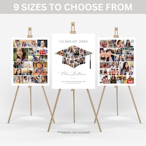 Graduation Photo Collage TEMPLATE Set, Graduation Party Poster Display, Personalized Gift for Graduate, Class of 2025, Photo Memory Keepsake