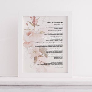 Death is Nothing at All Poem Printable Funeral Poem Ready to - Etsy