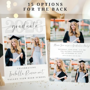 Modern Graduation Announcement, Graduation Party Invitation: Canva Template (Digital Download)