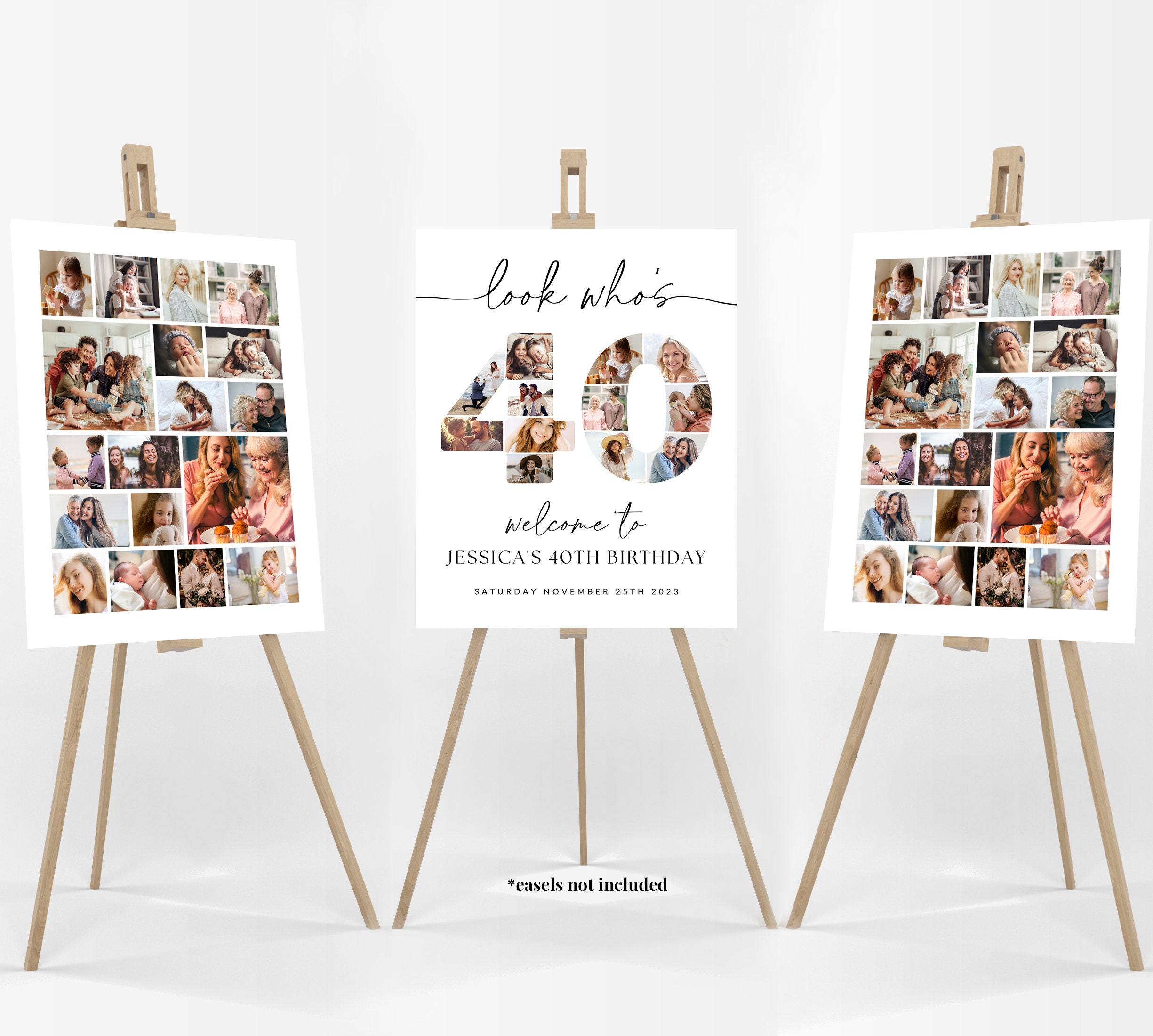 40th Birthday Photo Collage Poster Bundle TEMPLATE, Look Who's 40 ...