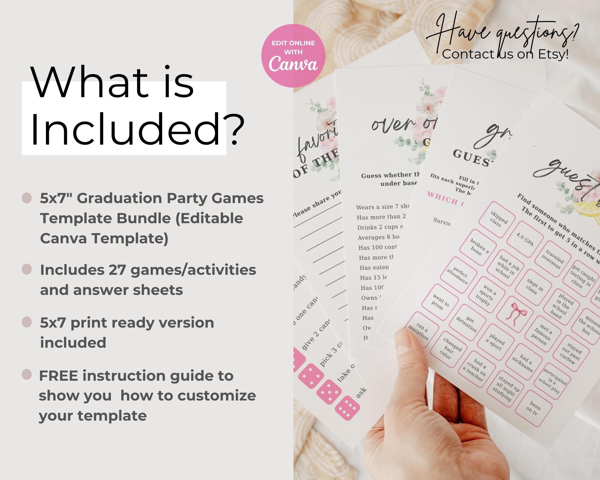 Graduation Party Games Bundle, Editable Grad Party Games Set, Freshly ...