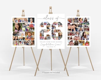 Graduation Photo Collage Class of 2026 TEMPLATE Set, Graduation Party Poster Display, Personalized Gift for Graduate, Photo Memory Keepsake