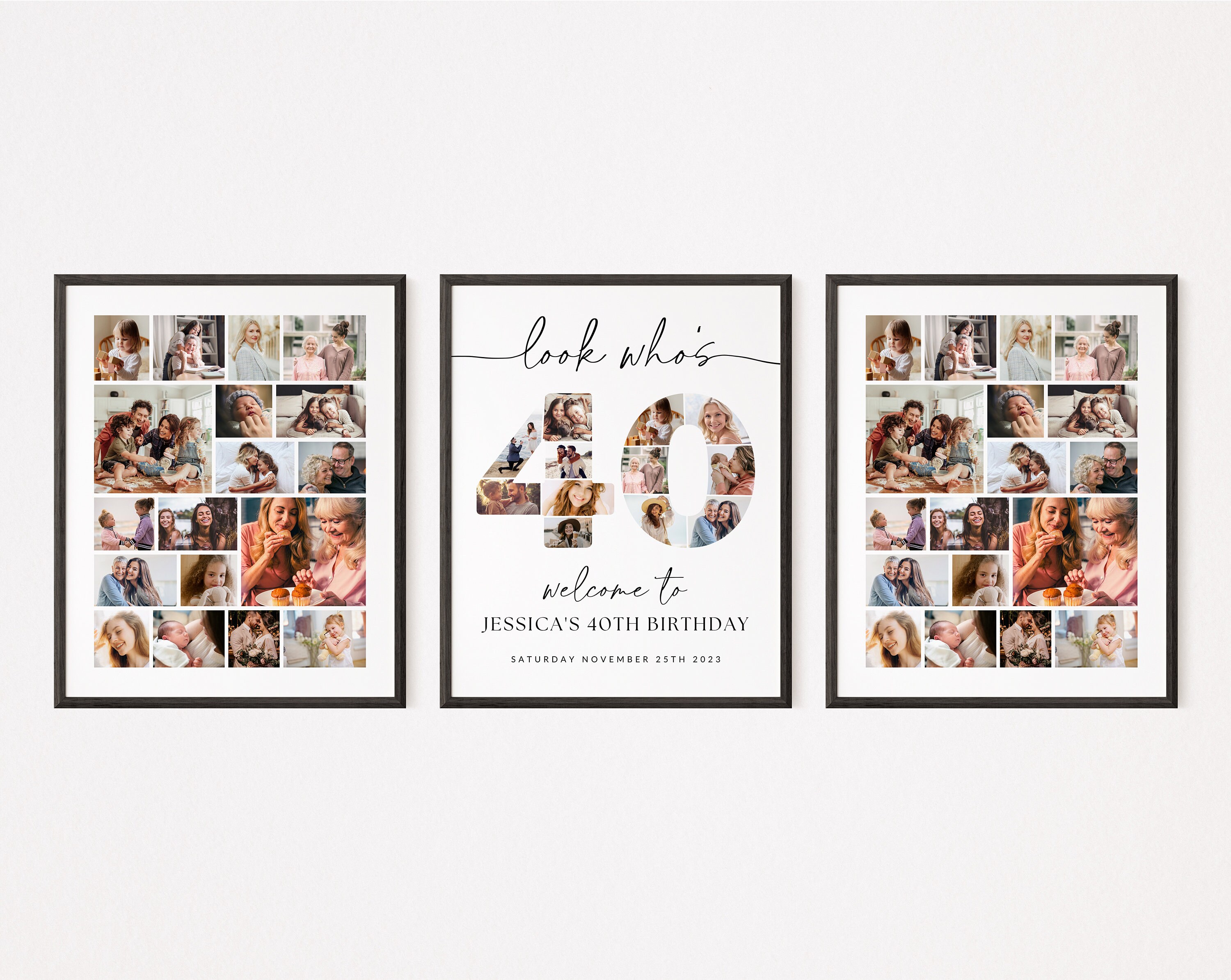 40th Birthday Photo Collage Poster Bundle TEMPLATE, Look Who's 40 ...