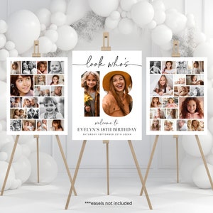 Look Who's 18 Birthday Photo Collage Poster TEMPLATE Set, 18th Birthday Welcome Sign, Customizable Number Collage Board, Party Decor Idea