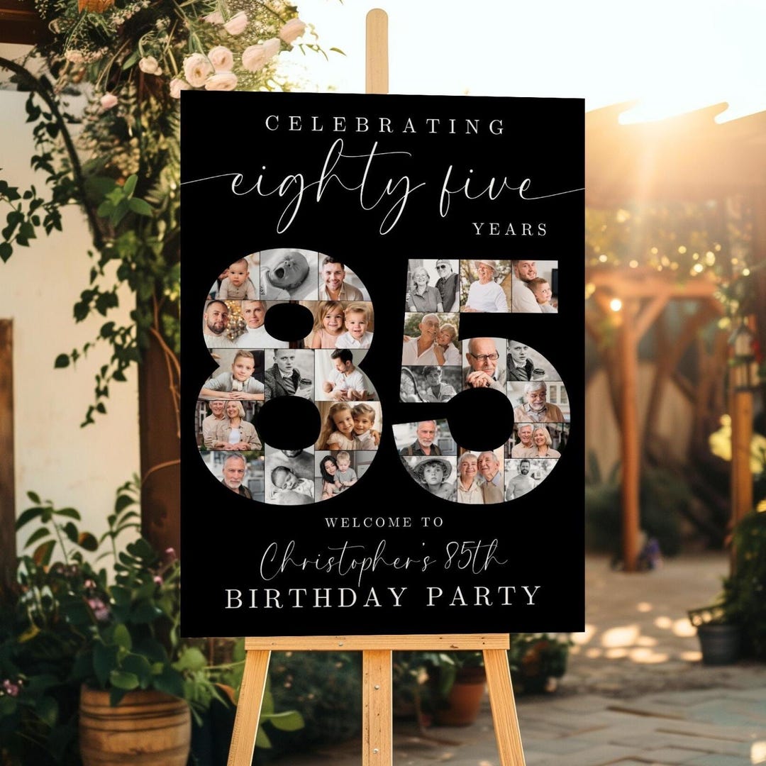 85th Birthday Photo Collage TEMPLATE, Celebrating 85 Years, Party ...