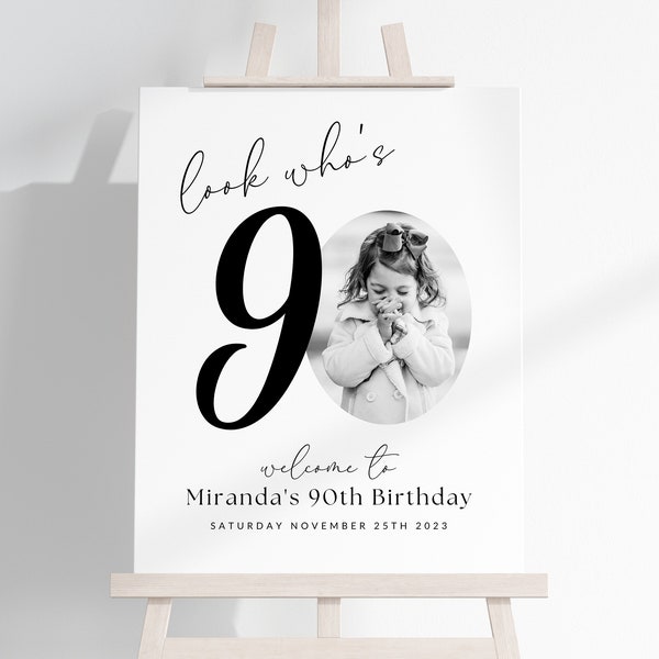 90th Birthday Photo Collage TEMPLATE, Look Who's 90, Customizable Photo Collage Board, Photo Display Poster, Ninety Milestone Ninetieth