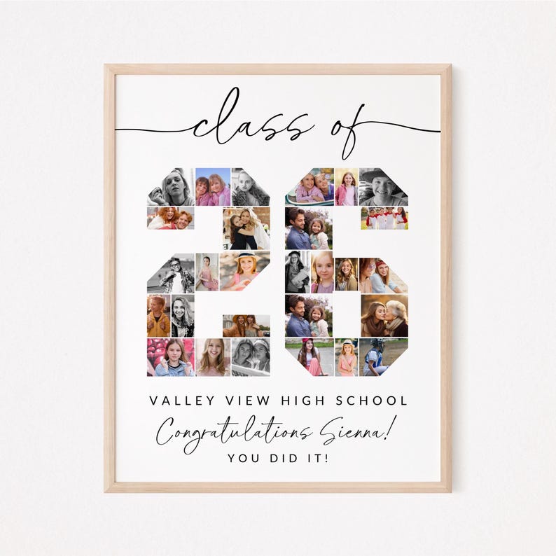 Graduation Photo Collage TEMPLATE Class of 2026, Personalized Gift for Graduate, Graduation Party Poster, Canva Template afbeelding 2