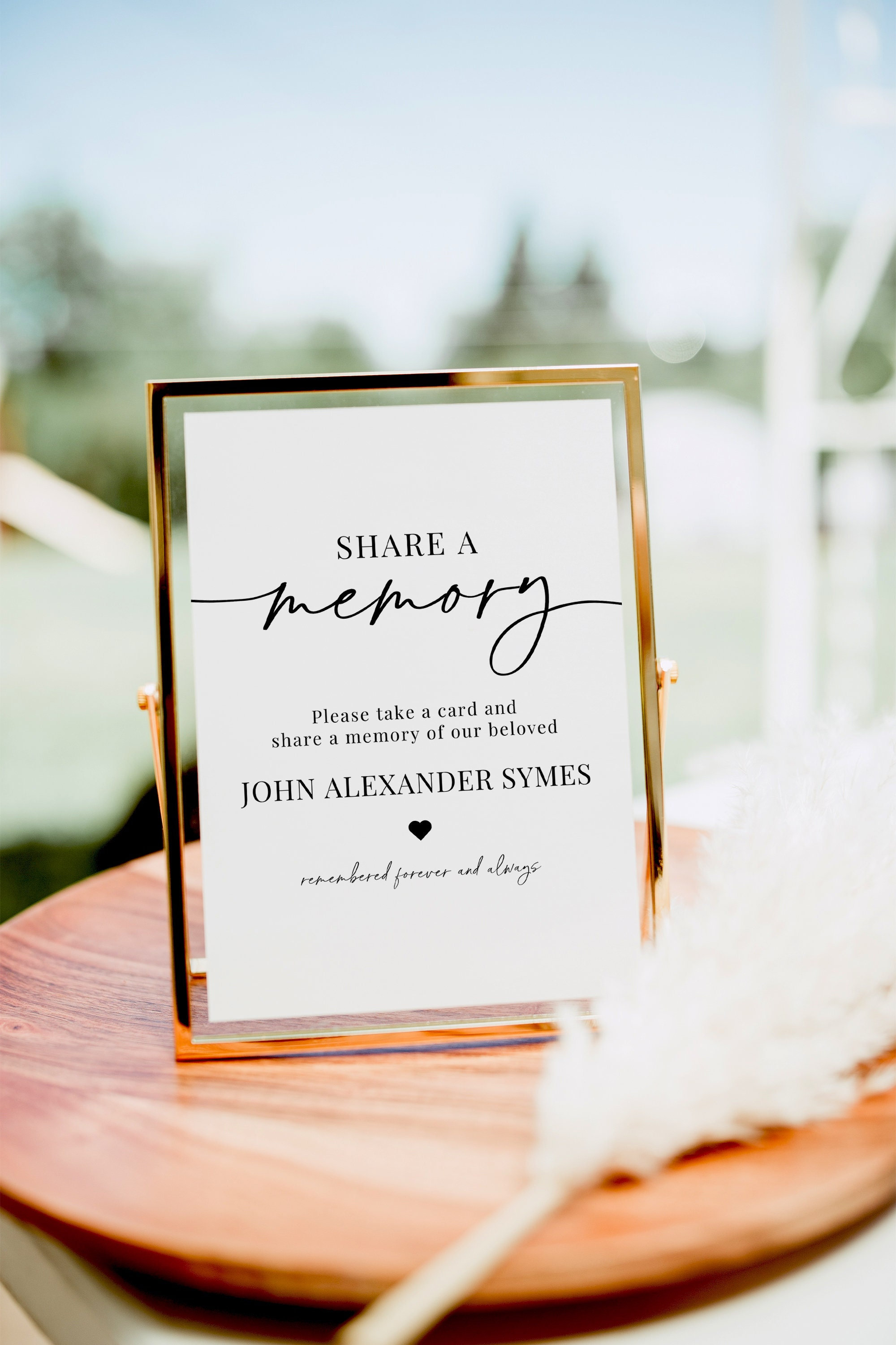 Share a Memory Sign and Card, Minimalist Memory Sign, Memory Cards for Funeral, Guest Book Alternative, Celebration of Life Printables