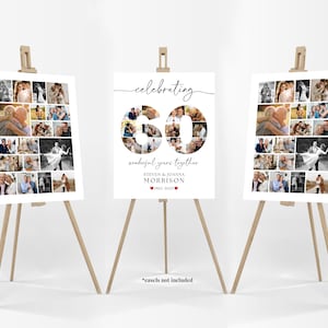 60th Wedding Anniversary Photo Collage Bundle TEMPLATE, Customizable Poster Board, Wedding Anniversary Gift, Digital Download, Canva DIY