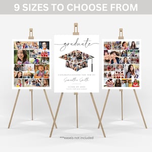 Graduation Photo Collage TEMPLATE Set, Graduation Party Poster Display, Personalized Gift for Graduate, Class of 2025, Edit in Canva