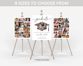 2026 Graduation Photo Collage TEMPLATE Set, Graduation Party Poster Display, Personalized Gift for Graduate, Class of 2026, Canva Template