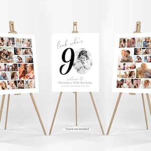90th Birthday Photo Collage Poster Bundle TEMPLATE, Look who's 90, Customizable Photo Collage Board, Photo Montage Display Ninety Ninetieth