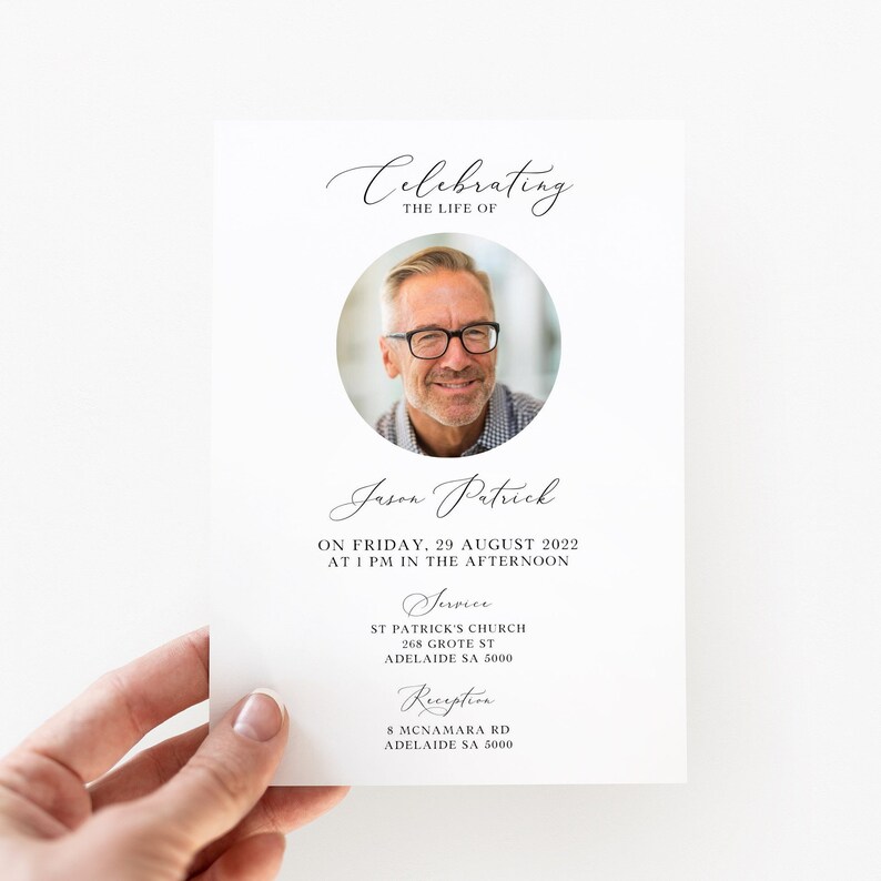 Minimalist Funeral Template Bundle, Funeral Stationery Collection, Simple Memorial Template Bundle, Celebration of Life Funeral Set, Funeral Decor, Funeral Keepsake, Black and White memorial, Funeral Stationery for Men, Funeral Invitation Template