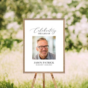 Minimalist Celebration of Life Sign, Funeral Welcome Sign, Elegant Funeral Theme, Memorial Sign for Funeral, Large Easel Sign for Funeral, Simple Funeral Decor for Men, Funeral Keepsake