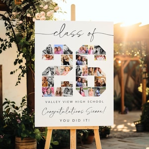 Graduation Photo Collage TEMPLATE Class of 2026, Personalized Gift for Graduate, Graduation Party Poster, Canva Template afbeelding 3