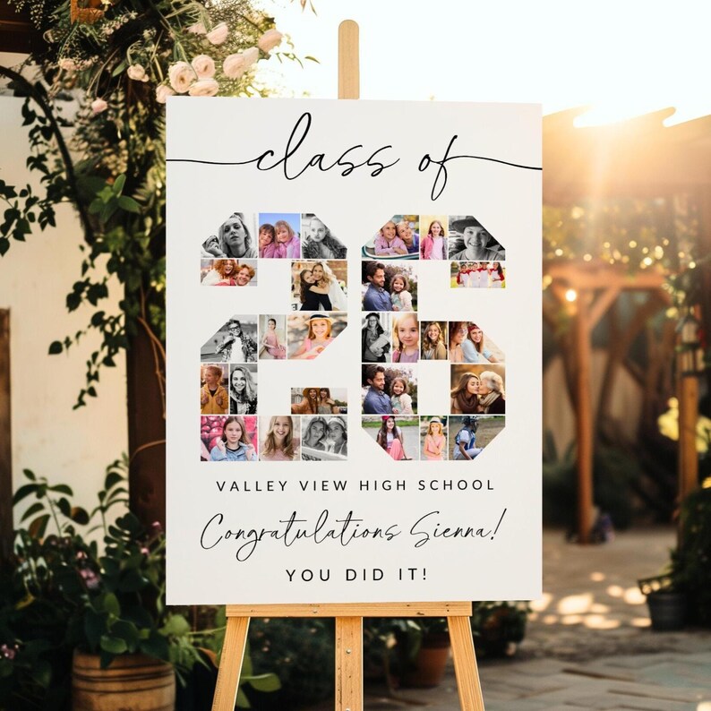 Graduation Photo Collage TEMPLATE Class of 2026, Personalized Gift for Graduate, Graduation Party Poster, Canva Template afbeelding 3