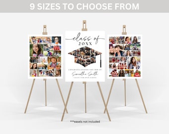 Graduation Photo Collage TEMPLATE Set, Class of 2025, Graduation Party Poster Display, Personalized Gift for Graduate, Photo Memory Keepsake