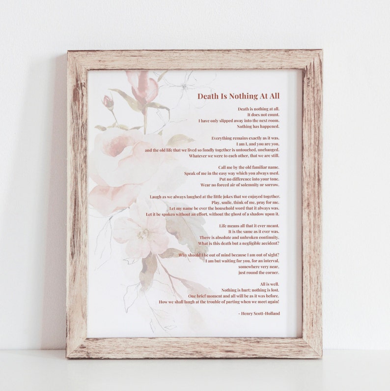 Death is Nothing at All Poem Printable Funeral Poem Ready to - Etsy