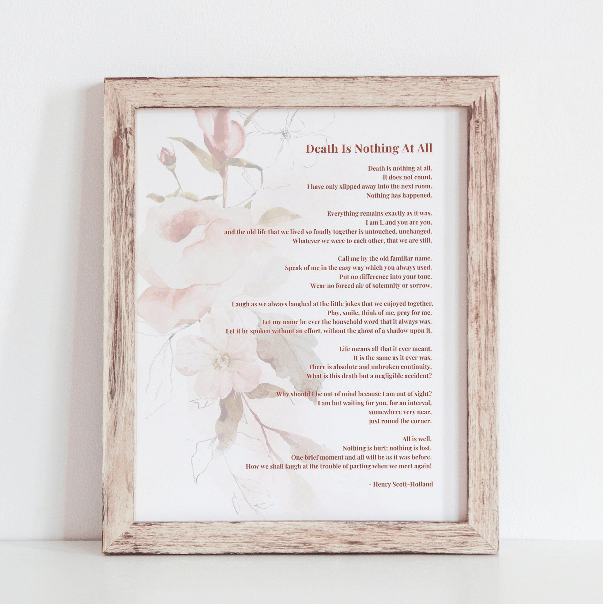Death is Nothing at All Poem Printable Funeral Poem Ready to - Etsy