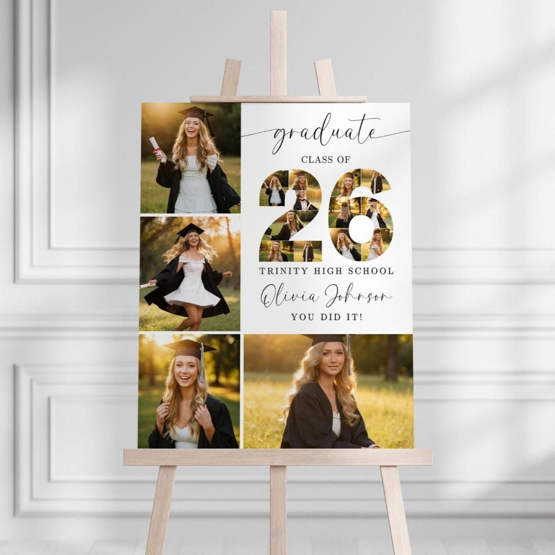 Modern Graduation Party Welcome Sign Photo Collage: Canva Template ...