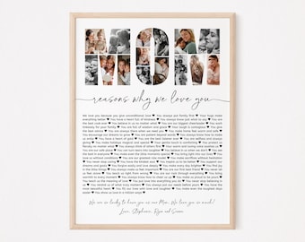 Reasons Why We Love You Photo Collage TEMPLATE for Mom, Mother's Day Gift, Personalized Birthday Gift for Mother, Canva Template