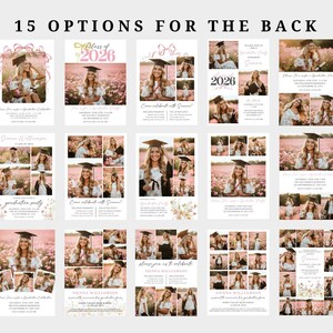 Floral Graduation Announcement, Spring Graduation Party Invitation: Canva Template (Digital Download) bild 3